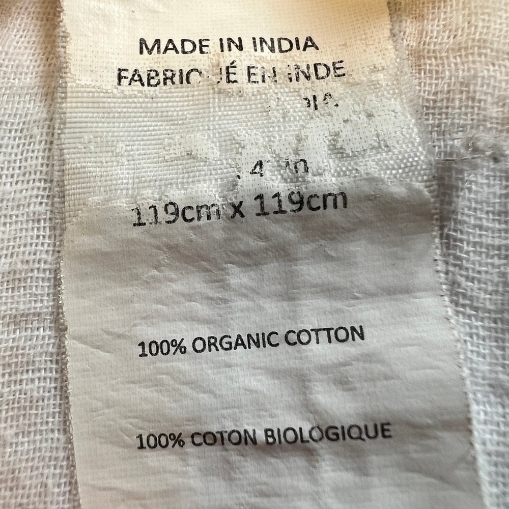 Pottery Barn Kids Baby Blanket 100% Organic Cotton White & Light Pink 46" x 46" - Picture 4 of 5